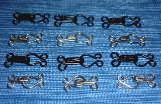 Skirt Hooks & Eyes to sew no 1=9+14mm (10 pcs), Black